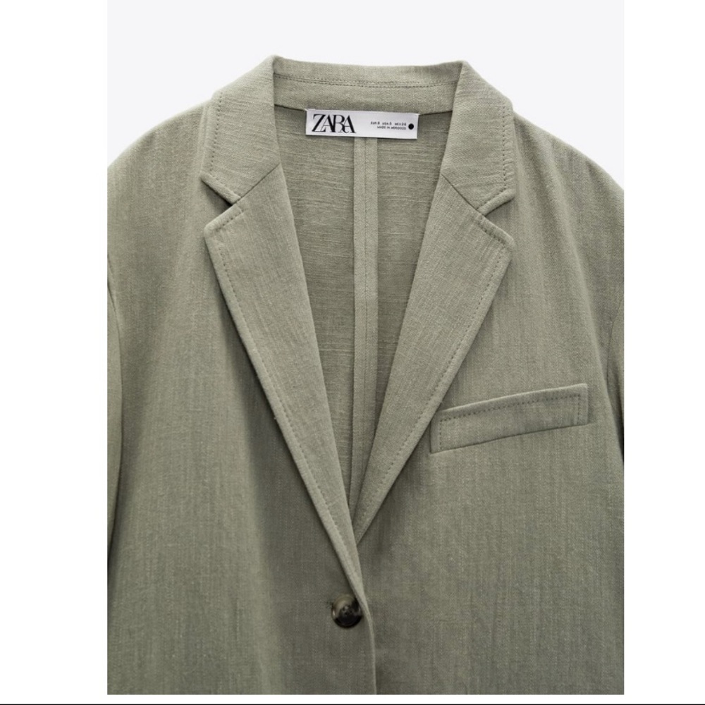 Zara Linen Blend straight cut blazer/ L- no tags - Picture 7 of 9